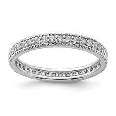 Sterling Silver Rhodium Plated CZ Ring - 10
