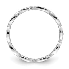Sterling Silver Rhodium-plated Fancy Scalloped CZ Band - 3