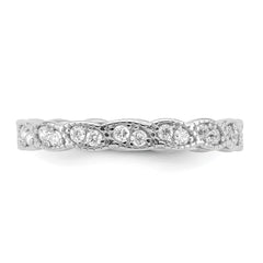 Sterling Silver Rhodium-plated Fancy Scalloped CZ Band - 3