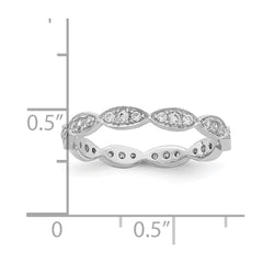 Sterling Silver Rhodium-plated Fancy Scalloped CZ Band - 3