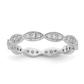 Sterling Silver Rhodium-plated Fancy Scalloped CZ Band - 3