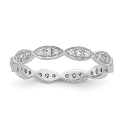 Sterling Silver Rhodium-plated Fancy Scalloped CZ Band - 3