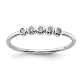 Sterling Silver Rhodium-plated 5-Bezel CZ Ring - 2