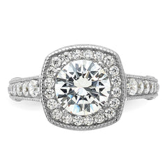 Sterling Silver Rhodium-plated 8mm Center CZ Halo Ring - 2