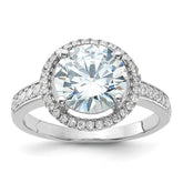 Sterling Silver Rhodium-plated 8mm Center Halo CZ Ring - 3