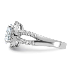 Sterling Silver Rhodium-plated Halo 8mm Center CZ Ring - 3