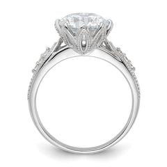 Sterling Silver Rhodium-plated 9mm CZ Ring - 3