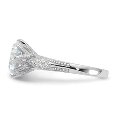 Sterling Silver Rhodium-plated 9mm CZ Ring - 3
