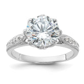 Sterling Silver Rhodium-plated 9mm CZ Ring - 3