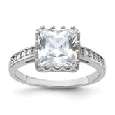 Sterling Silver Rhodium-plated Polished CZ Ring - 3