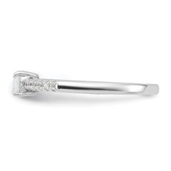 Sterling Silver Rhodium-plated Oval CZ Ring - 3