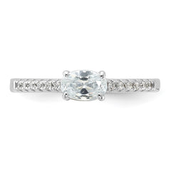 Sterling Silver Rhodium-plated Oval CZ Ring - 3