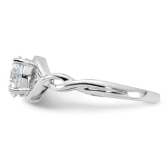 Sterling Silver Rhodium-plated 6.5mm CZ Twisted Ring - 3