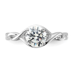 Sterling Silver Rhodium-plated 6.5mm CZ Twisted Ring - 3