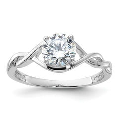 Sterling Silver Rhodium-plated 6.5mm CZ Twisted Ring - 2