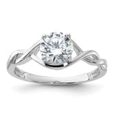 Sterling Silver Rhodium-plated 6.5mm CZ Twisted Ring - 3