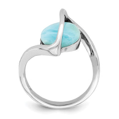 Sterling Silver Rhodium-plated Larimar Twisted Ring - 2