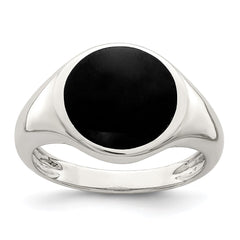 Sterling Silver Onyx Inlay Ring - 3
