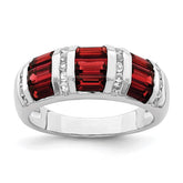 Sterling Silver Rhodium-plated Baguette Garnet & White Topaz Ring - 2