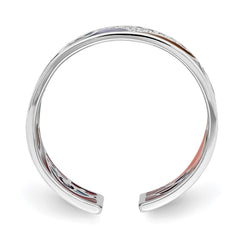 Sterling Silver Rhodium-plated Abstract Multi-color Enamel & CZ Cuff Ring