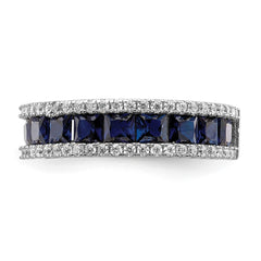 Sterling Silver Rhodium-plated Synthetic Blue Spinel & CZ Ring - 2
