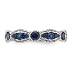 Sterling Silver Rhodium-plated Synthetic Blue Spinel Eternity Band - 2