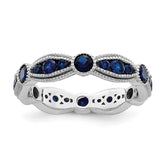 Sterling Silver Rhodium-plated Synthetic Blue Spinel Eternity Band - 2