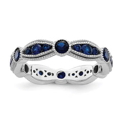 Sterling Silver Rhodium-plated Synthetic Blue Spinel Eternity Band - 2