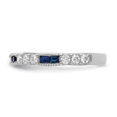 Sterling Silver Rhodium-plated Lab Cr Blue Spinel & CZ Ring - 2