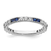 Sterling Silver Rhodium-plated Synthetic Blue Spinel & CZ Ring - 6