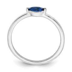 Sterling Silver Rhodium Plated Blue CZ Ring