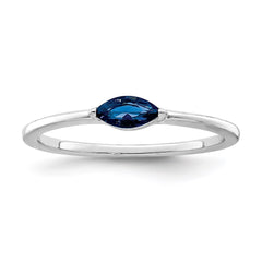 Sterling Silver Rhodium Plated Blue CZ Ring - 2