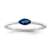 Sterling Silver Rhodium Plated Blue CZ Ring - 3