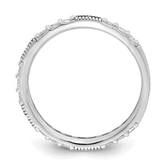 Sterling Silver Rhodium-plated Synthetic Green Spinel & CZ Band - 3