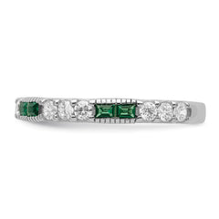Sterling Silver Rhodium-plated Synthetic Green Spinel & CZ Band