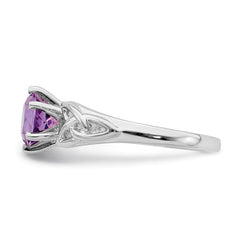 Sterling Silver Rhodium-plated Amethyst Celtic Trinity Ring - 2