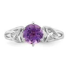 Sterling Silver Rhodium-plated Amethyst Celtic Trinity Ring - 2
