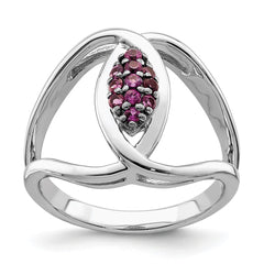 Sterling Silver Rhod-plat Rhodolite Garnet Ring - 3