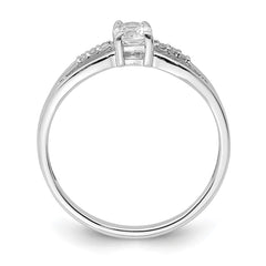 Sterling Silver Rhod-plated Diamond White Topaz Ring - 2