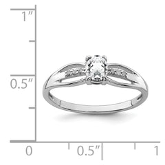 Sterling Silver Rhod-plated Diamond White Topaz Ring - 2