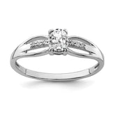 Sterling Silver Rhod-plated Diamond White Topaz Ring - 2