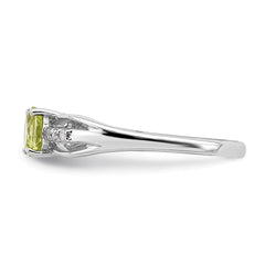 Sterling Silver Rhod-plated Diamond Peridot Ring - 3