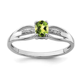 Sterling Silver Rhod-plated Diamond Peridot Ring - 3