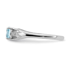 Sterling Silver Rhod-plated Diamond Light Swiss Blue Topaz Ring - 2