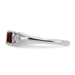 Sterling Silver Rhod-plated Diamond Garnet Ring - 2