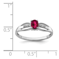 Sterling Silver Rhod-plated Diamond Created Ruby Ring - 3