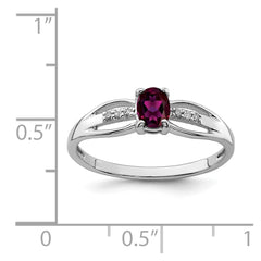 Sterling Silver Rhod-plated Diamond Rhodolite Garnet Ring - 2