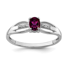 Sterling Silver Rhod-plated Diamond Rhodolite Garnet Ring - 3