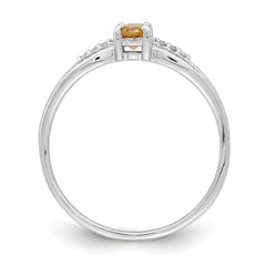 Sterling Silver Rhod-plated Diamond Citrine Ring - 2