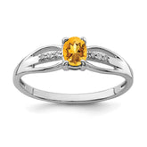 Sterling Silver Rhod-plated Diamond Citrine Ring - 2